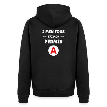 Driver's license humor - Unisex Premium Organic Zip Hoodie - black - Back - Nico (187cm)
