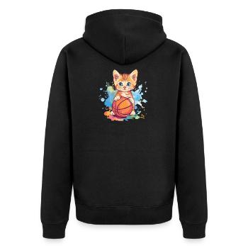 Ballon de chat dans le style du basket-ball - Veste à capuche bio Premium Unisexe - noir - Dos - Nico (187cm)