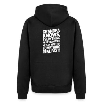 Lustiger Opa Zitat Großvater - Unisex Premium Bio Zip Hoodie - Schwarz - Hinten - Nico (187cm)