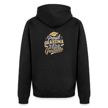 Stolze Oma 2026 Absolvent - Unisex Premium Bio Zip Hoodie - Schwarz - Hinten - Nico (187cm)