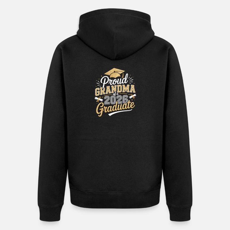 Stolze Oma 2026 Absolvent - Unisex Premium Bio Zip Hoodie - Schwarz
