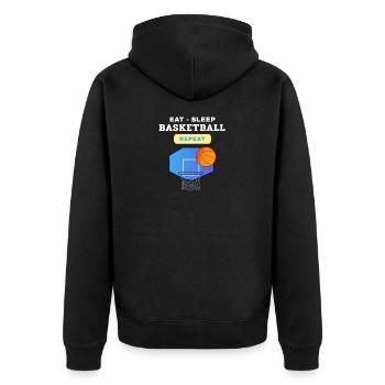 Essen, Schlafen, Basketball, Design wiederholen - Unisex Premium Bio Zip Hoodie - Schwarz - Hinten - Nico (187cm)