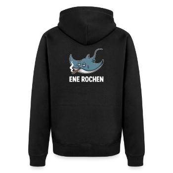 Ene Rochen Raucher Spruch Zigarette Kippe Rauchen - Unisex Premium Bio Zip Hoodie - Schwarz - Hinten - Nico (187cm)