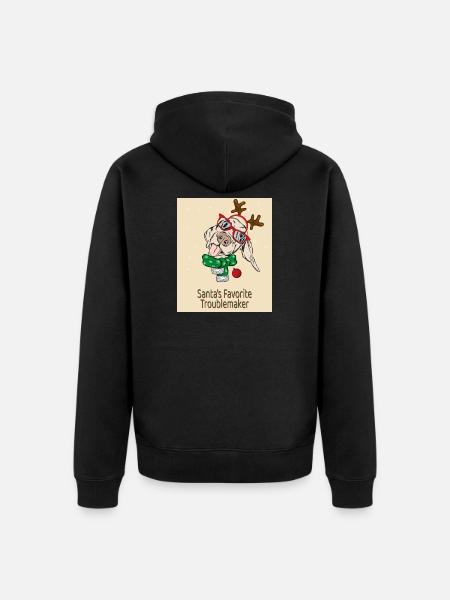 Santa's Favorite Troublemaker – Funny Dog - Unisex Premium Organic Zip Hoodie - black