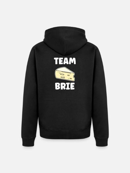 Humor brie cheese - Unisex Premium Organic Zip Hoodie - black
