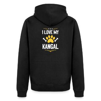 Ich liebe meinen Kangal - Unisex Premium Bio Zip Hoodie - Schwarz - Hinten - Nico (187cm)