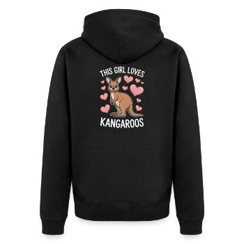 Kangaroo Saying Girl Funny Kangaroo Gift - Unisex Premium Organic Zip Hoodie - black - Back - Nico (187cm)