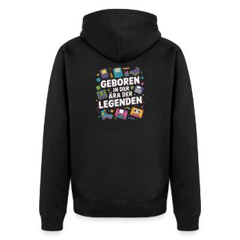 Geboren in der Ära der Legenden - Unisex Premium Bio Zip Hoodie - Schwarz - Hinten - Nico (187cm)