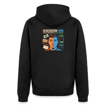 Generation 1995 Retro Tech Double Portrait - Unisex Premium Organic Zip Hoodie - black - Back - Nico (187cm)