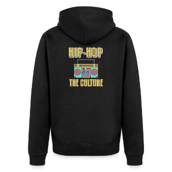 Beat Rhythm The Culture Retro Boombox Pride - Unisex Premium Bio Zip Hoodie - Schwarz - Hinten - Nico (187cm)