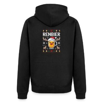 Reindeer Beer Pixel Christmas - Unisex Premium Organic Zip Hoodie - black - Back - Nico (187cm)