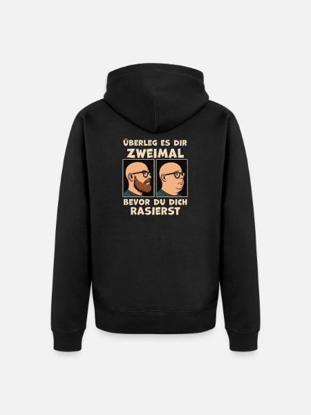 Vorher Nachher Rasurwitz Bartträger - Unisex Premium Bio Zip Hoodie - Schwarz