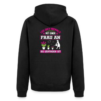 Garden Gardener Gardening Gardening Gardening Gardening - Unisex Premium Organic Zip Hoodie - black - Back - Nico (187cm)