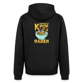 K-Pop Korea-Popmusik Ramen Nudelsuppe Japan - Unisex Premium Bio Zip Hoodie - Schwarz - Hinten - Nico (187cm)