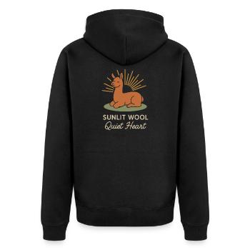 Cottagecore Llama Aesthetic Cute Farm Animal - Unisex Premium Organic Zip Hoodie - black - Back - Nico (187cm)
