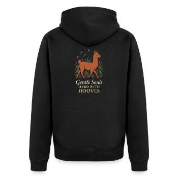 Cottagecore Llama Aesthetic Cute Farm Animal - Unisex Premium Organic Zip Hoodie - black - Back - Nico (187cm)