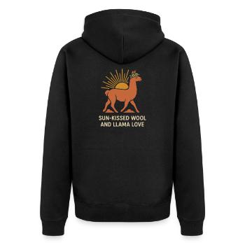 Cottagecore Llama Aesthetic Cute Farm Animal - Unisex Premium Organic Zip Hoodie - black - Back - Nico (187cm)