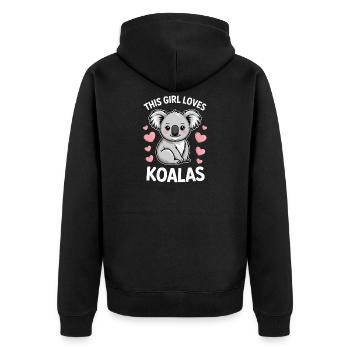 Koala Spruch Mädchen Lustiges Koala Geschenk - Unisex Premium Bio Zip Hoodie - Schwarz - Hinten - Nico (187cm)
