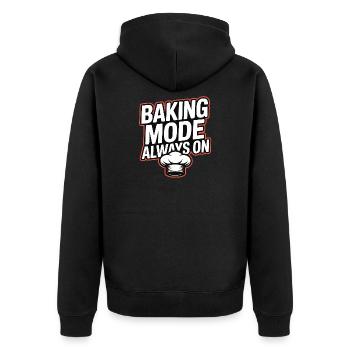 Baking Mode Always On - Unisex Premium Bio Zip Hoodie - Schwarz - Hinten - Nico (187cm)