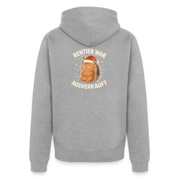 Weihnachten Spruch Humor Igel Lustig Rentier - Unisex Premium Bio Zip Hoodie - Grau meliert - Hinten - Nico (187cm)