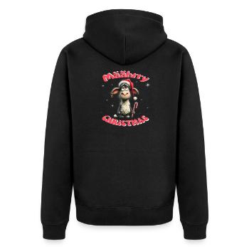 Mäährry Christmas Schäfchen - Unisex Premium Bio Zip Hoodie - Schwarz - Hinten - Nico (187cm)