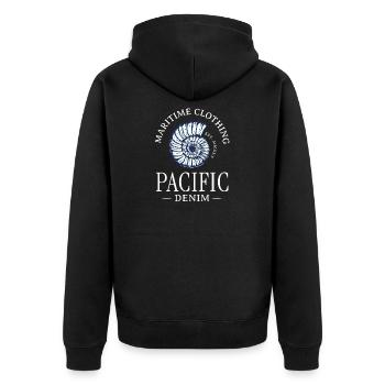 Nautical Shell Spiral Print - Unisex Premium Organic Zip Hoodie - black - Back - Nico (187cm)