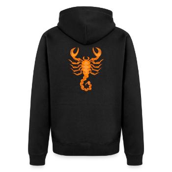 Sternzeichen Skorpion - Unisex Premium Bio Zip Hoodie - Schwarz - Hinten - Nico (187cm)
