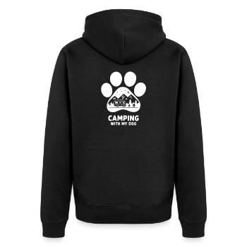 Camping With Dog Camper - Unisex Premium Organic Zip Hoodie - black - Back - Nico (187cm)