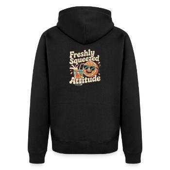 Retro Orange - Unisex Premium Bio Zip Hoodie - Schwarz - Hinten - Nico (187cm)