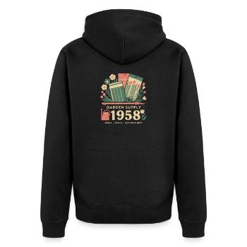 Vintage Garden Advertising - Unisex Premium Organic Zip Hoodie - black - Back - Nico (187cm)