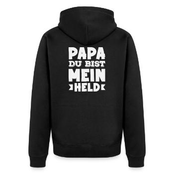Lustiges Vatertag Geschenk Papa Bier - Unisex Premium Bio Zip Hoodie - Schwarz - Hinten - Nico (187cm)
