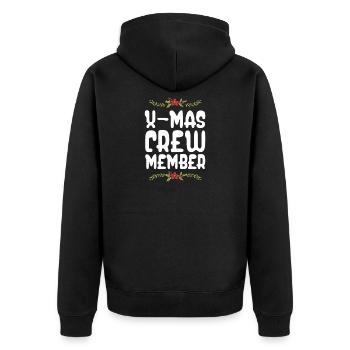 X-Mas Crew Mitglied - Unisex Premium Bio Zip Hoodie - Schwarz - Hinten - Nico (187cm)