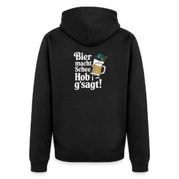 Bier macht Schee Hob i g'sagt! - Unisex Premium Bio Zip Hoodie - Schwarz - Hinten - Nico (187cm)