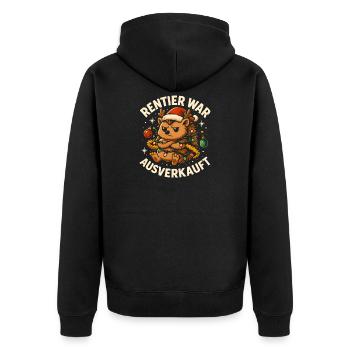 Weihnachten Spruch Humor Igel Lustig Rentier - Unisex Premium Bio Zip Hoodie - Schwarz - Hinten - Nico (187cm)