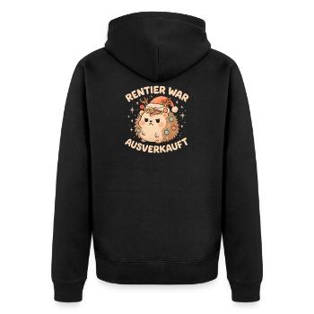 Weihnachten Spruch Humor Igel Lustig Rentier - Unisex Premium Bio Zip Hoodie - Schwarz - Hinten - Nico (187cm)