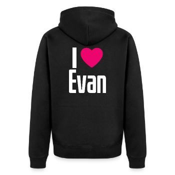 I Love Evan Pinkes Herz Ich liebe Evan - Unisex Premium Bio Zip Hoodie - Schwarz - Hinten - Nico (187cm)