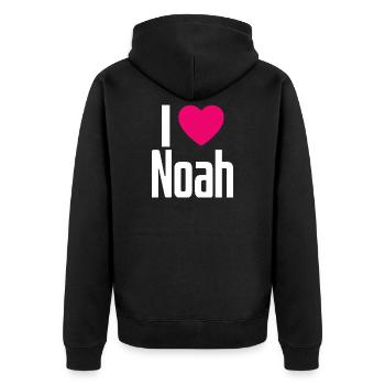 J’aime Noah Cœur Rose J’aime Noah - Veste à capuche bio Premium Unisexe - noir - Dos - Nico (187cm)