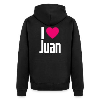 I Love Juan Pink Heart I Love Juan - Unisex Premium Organic Zip Hoodie - black - Back - Nico (187cm)