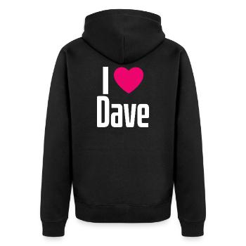 I Love Dave Pink Heart I Love Dave - Unisex Premium Organic Zip Hoodie - black - Back - Nico (187cm)