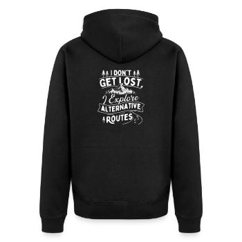 Je ne me perds pas, j’explore des itinéraires alternatifs - Veste à capuche bio Premium Unisexe - noir - Dos - Nico (187cm)