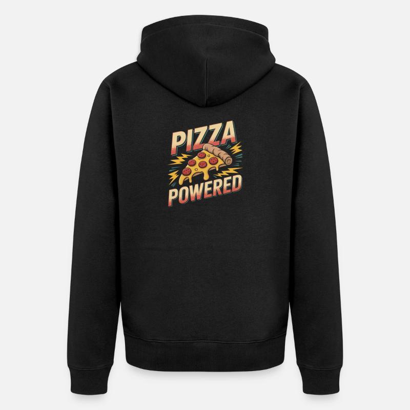 Pizza Powered - Pizza Rétro - Veste à capuche bio Premium Unisexe - noir