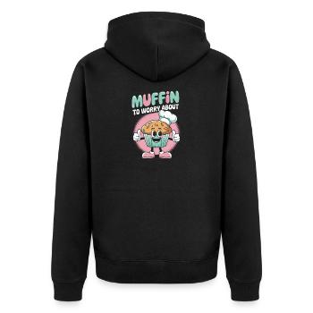 Retro Muffin - Unisex Premium Organic Zip Hoodie - black - Back - Nico (187cm)