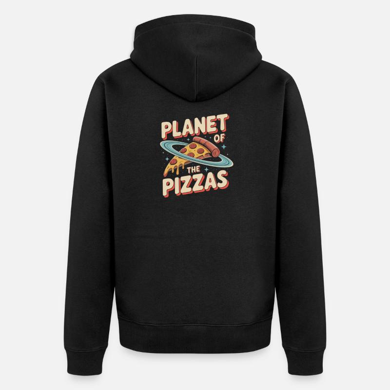 La planète des pizzas - Retro Pizza - Veste à capuche bio Premium Unisexe - noir
