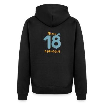 Niveau 18 Débloqué - Veste à capuche bio Premium Unisexe - noir - Dos - Nico (187cm)