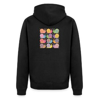  Buntes Kawaii Schnecken Muster Pastellfarben - Unisex Premium Bio Zip Hoodie - Schwarz - Hinten - Nico (187cm)