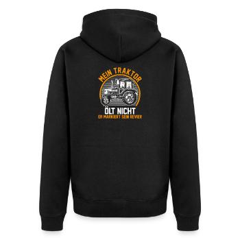 Landwirt Bauernhof Farmer Bauer Traktor - Unisex Premium Bio Zip Hoodie - Schwarz - Hinten - Nico (187cm)