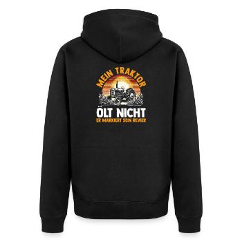 Landwirt Bauernhof Farmer Bauer Traktor - Unisex Premium Bio Zip Hoodie - Schwarz - Hinten - Nico (187cm)