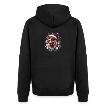 Golden Retriever Hund Weihnachten Lustig Lustig - Unisex Premium Bio Zip Hoodie - Schwarz - Hinten - Nico (187cm)