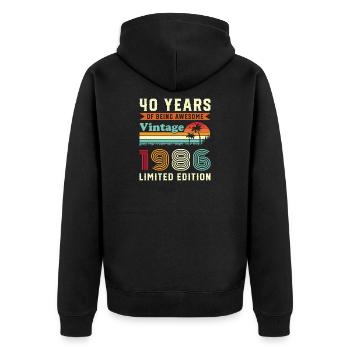40 Ans 1986 Vintage Rétro Cadeau D'anniversaire - Veste à capuche bio Premium Unisexe - noir - Dos - Nico (187cm)