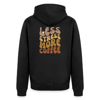Moins de stress, plus de café - Veste à capuche bio Premium Unisexe - noir - Dos - Nico (187cm)